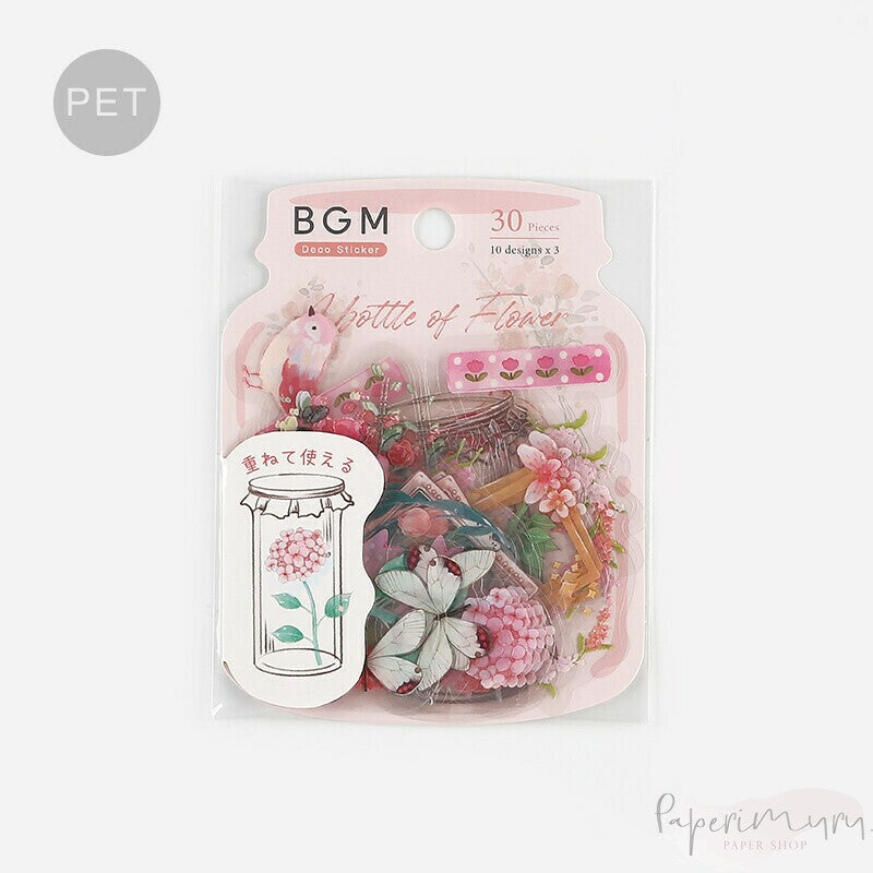 BGM PET Sticker Set Flower Blooms in a Bottle Pink