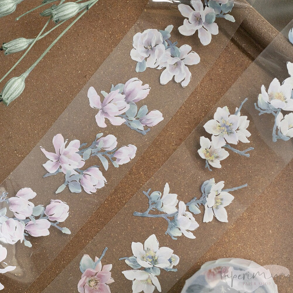 Clear (Glossy) PET Masking Tape 5cm Treetop Flowers