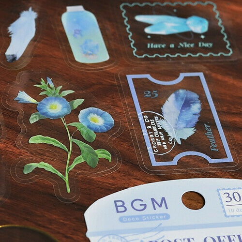 BGM PET Sticker Set Garden Post Office Blue