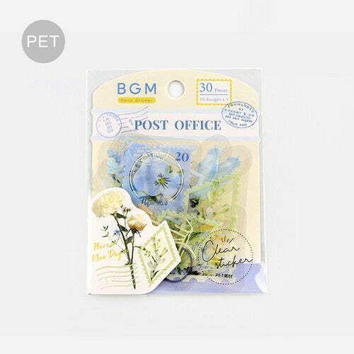 BGM PET Sticker Set Garden Post Office Blue and White